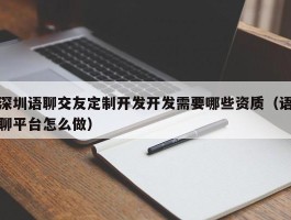 深圳语聊交友定制开发开发需要哪些资质（语聊平台怎么做）